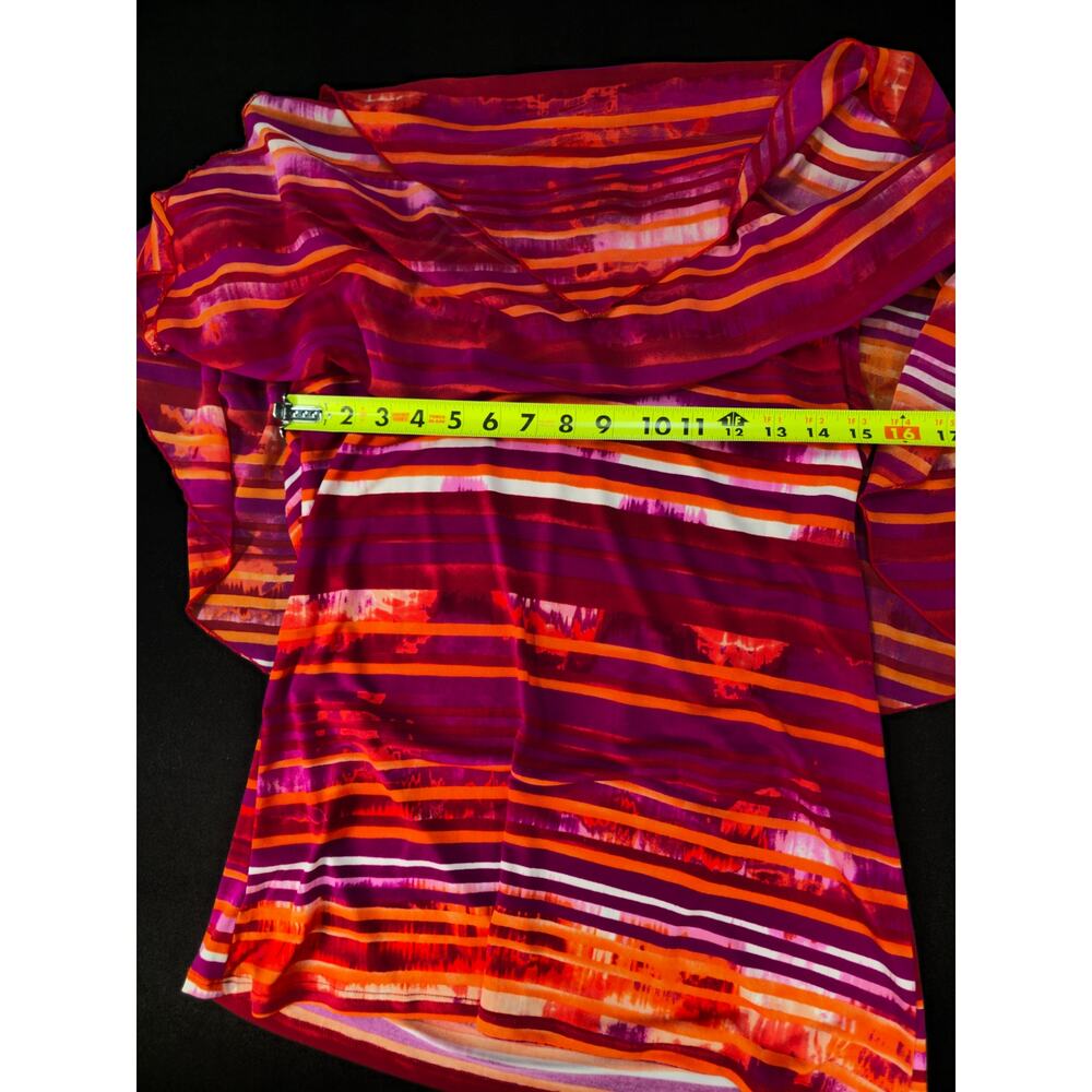 Adele & May Women's Medium Sheer Striped Batwing Dolman Blouse Top Pink M - Picture 5 of 5